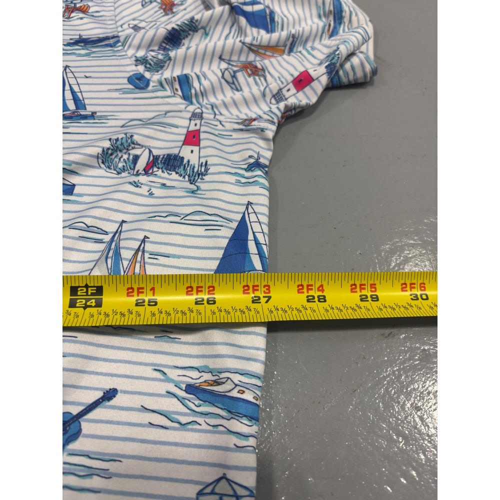 Vineyard Vines On-The-Go Sankaty Polo Mens XXL Blue White Sailboat Stripe - Picture 3 of 5